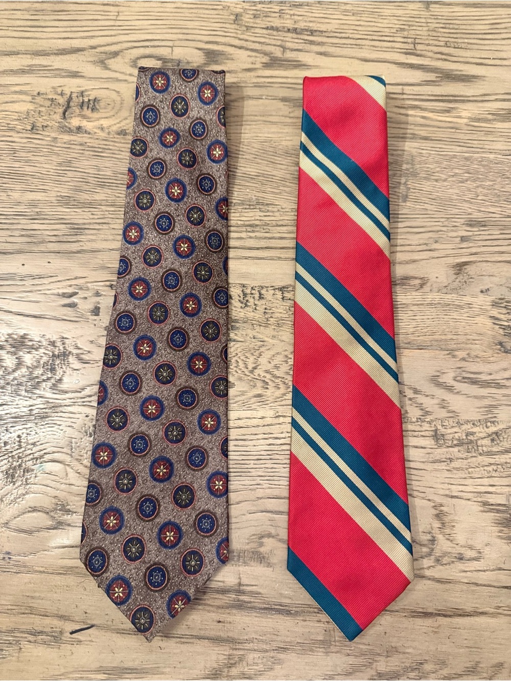 Vintage Jos. A. Bank Red and Blue Striped Silk Tie